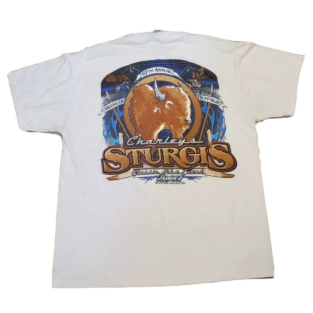 Charley's‎ Sturgis Bike Event Motorcycle Big Print Graphic T Shirt size L Large